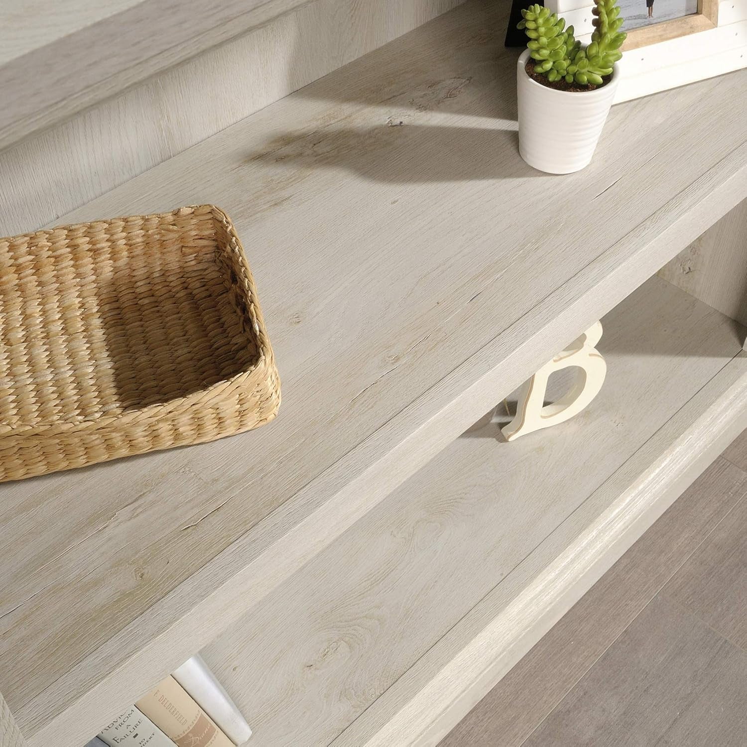 2 Tier Wooden Bookcase Chalked Chestnut Finish Multipurpose For Home Office Living Room