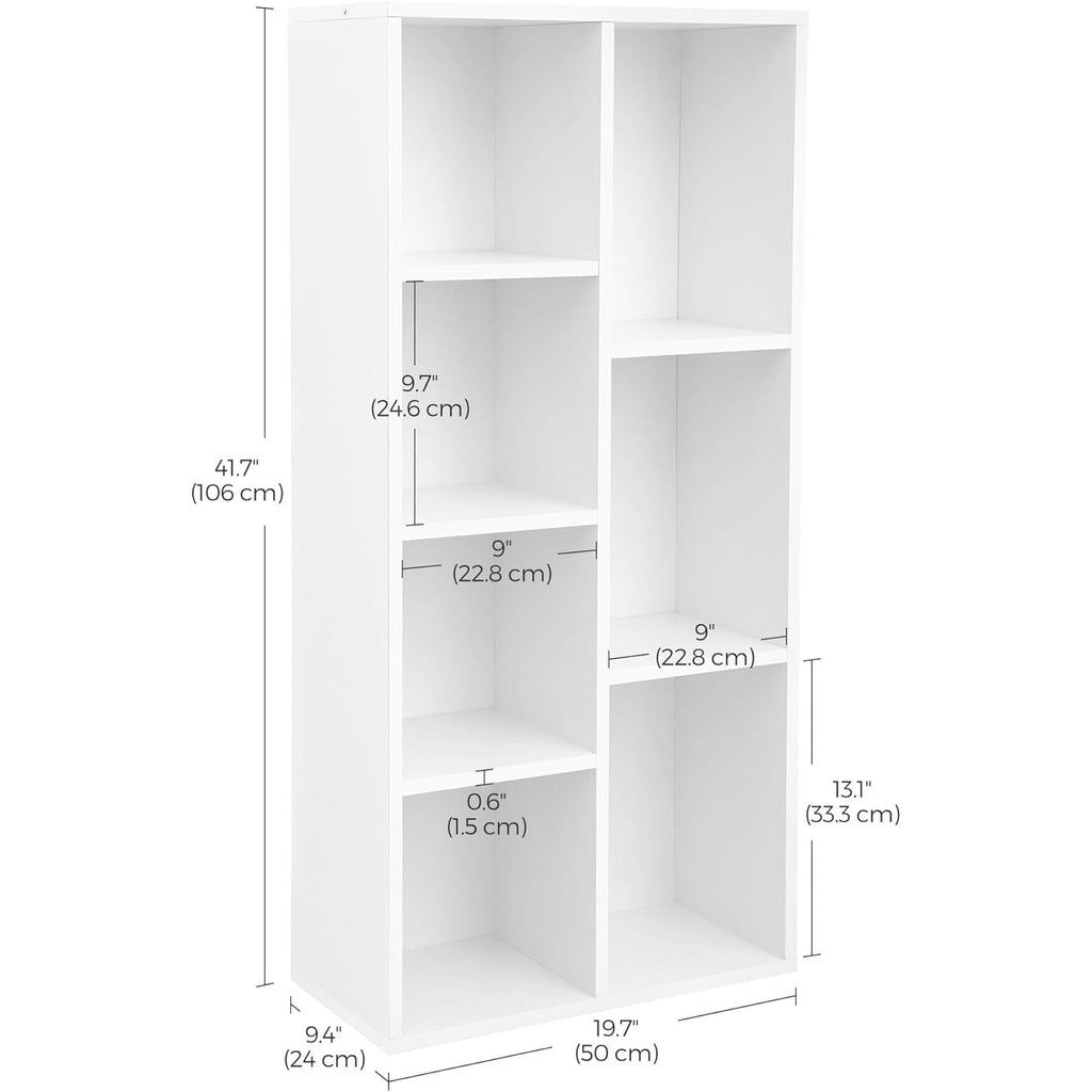 Weißes Bücherregal mit 7 Fächern - Modernes Regal für Wohnzimmer & Heimbüro