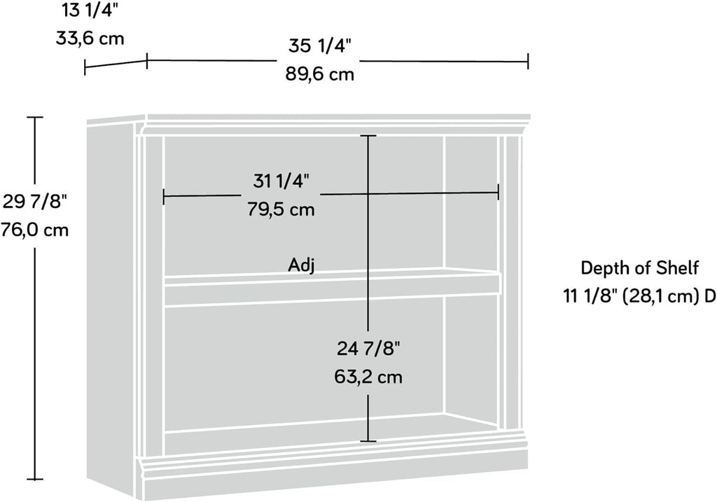 2 Tier Wooden Bookcase Chalked Chestnut Finish Multipurpose For Home Office Living Room