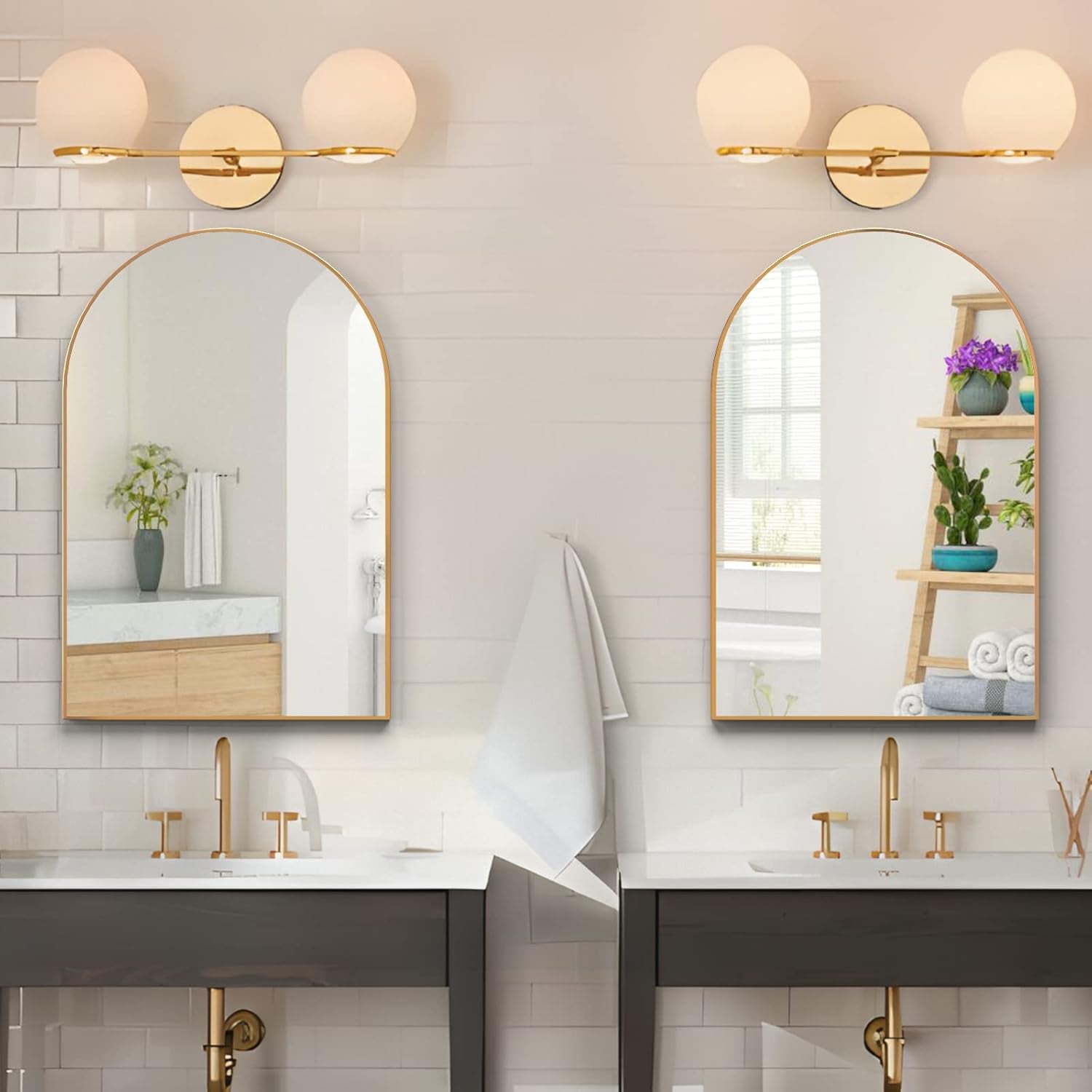 Arched Wall Mounted Vanity Mirror 20x30 Gold Finish