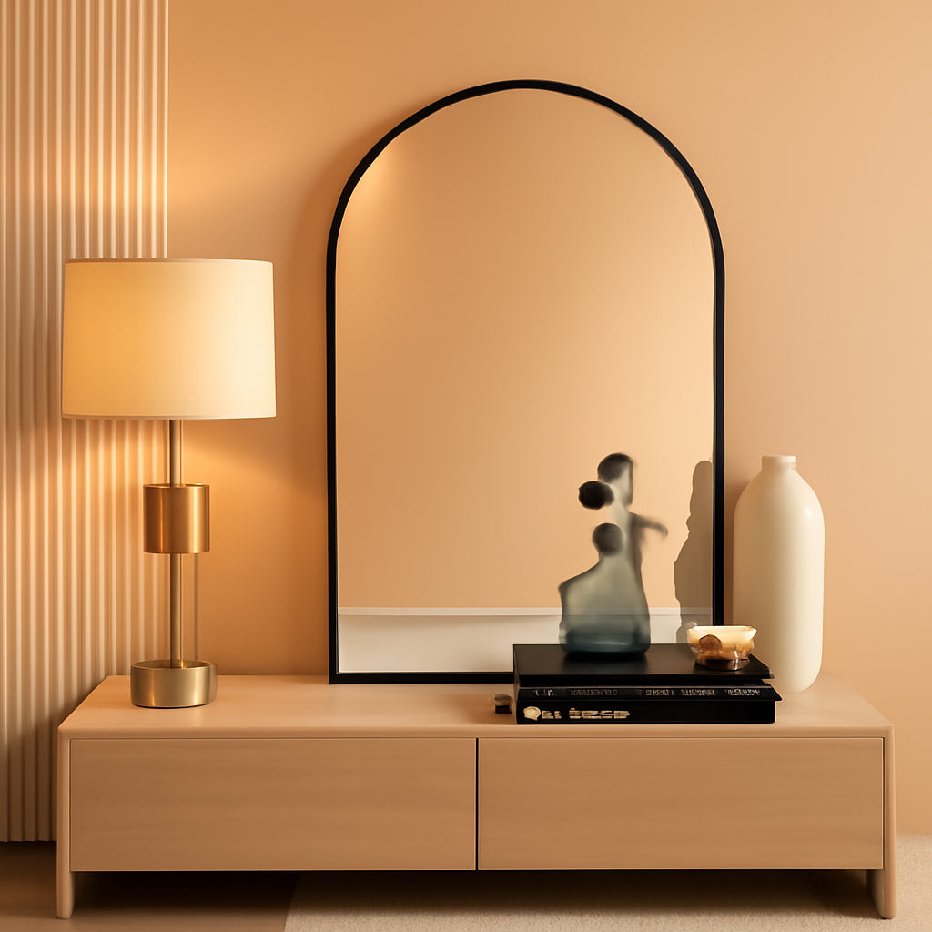 Arched Wall Mirror 24x36 Black Frame Wall Mounted Vanity