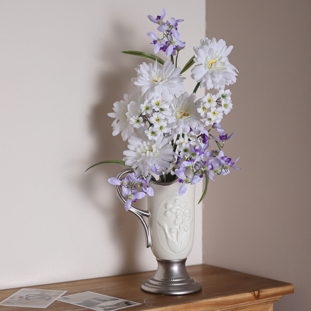 French Embossed Ceramic Vase