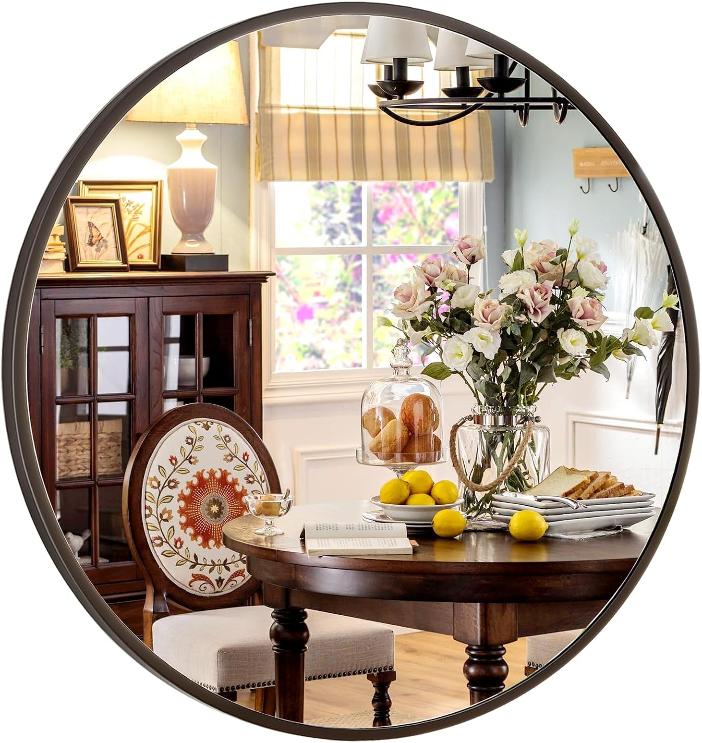 30 Inch Matte Black Round Wall Mirror Bathroom Decor