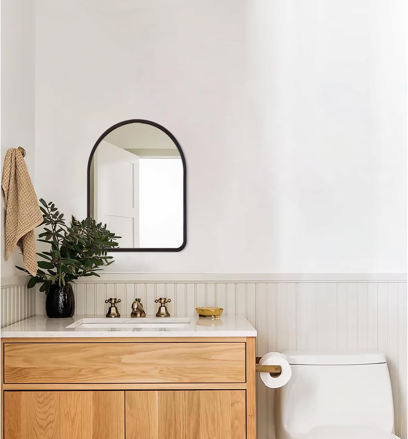 Black Arched Wall Mirror 12x16 Distressed Weathered