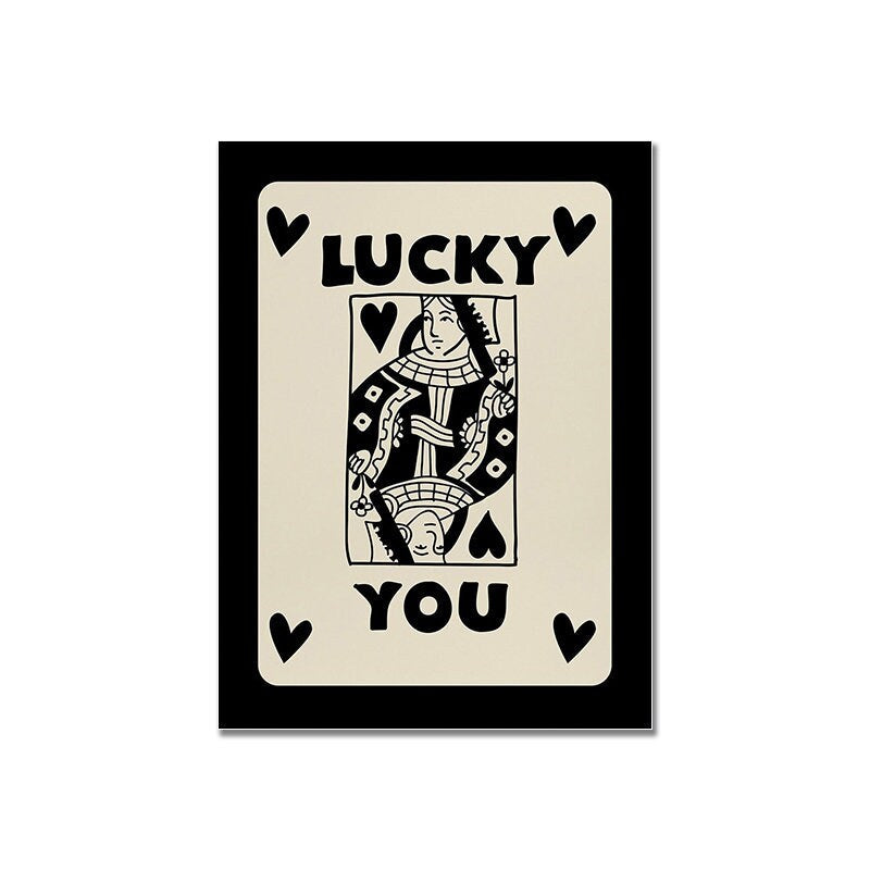 Poster Poker Ass Karte I Dame Karte I Glücks Karte I Deko Print ohne Rahmen