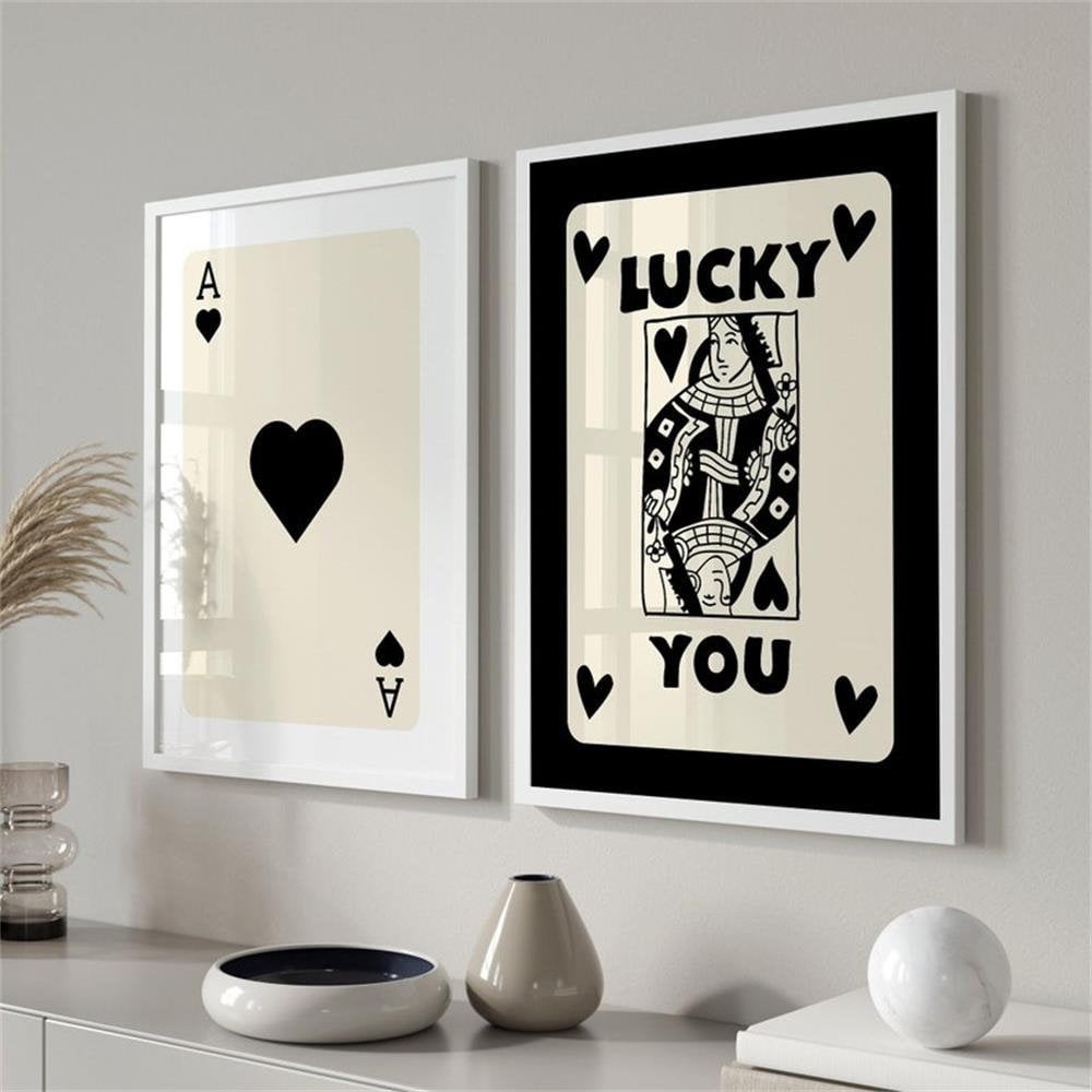 Poster Poker Ass Karte I Dame Karte I Glücks Karte I Deko Print ohne Rahmen
