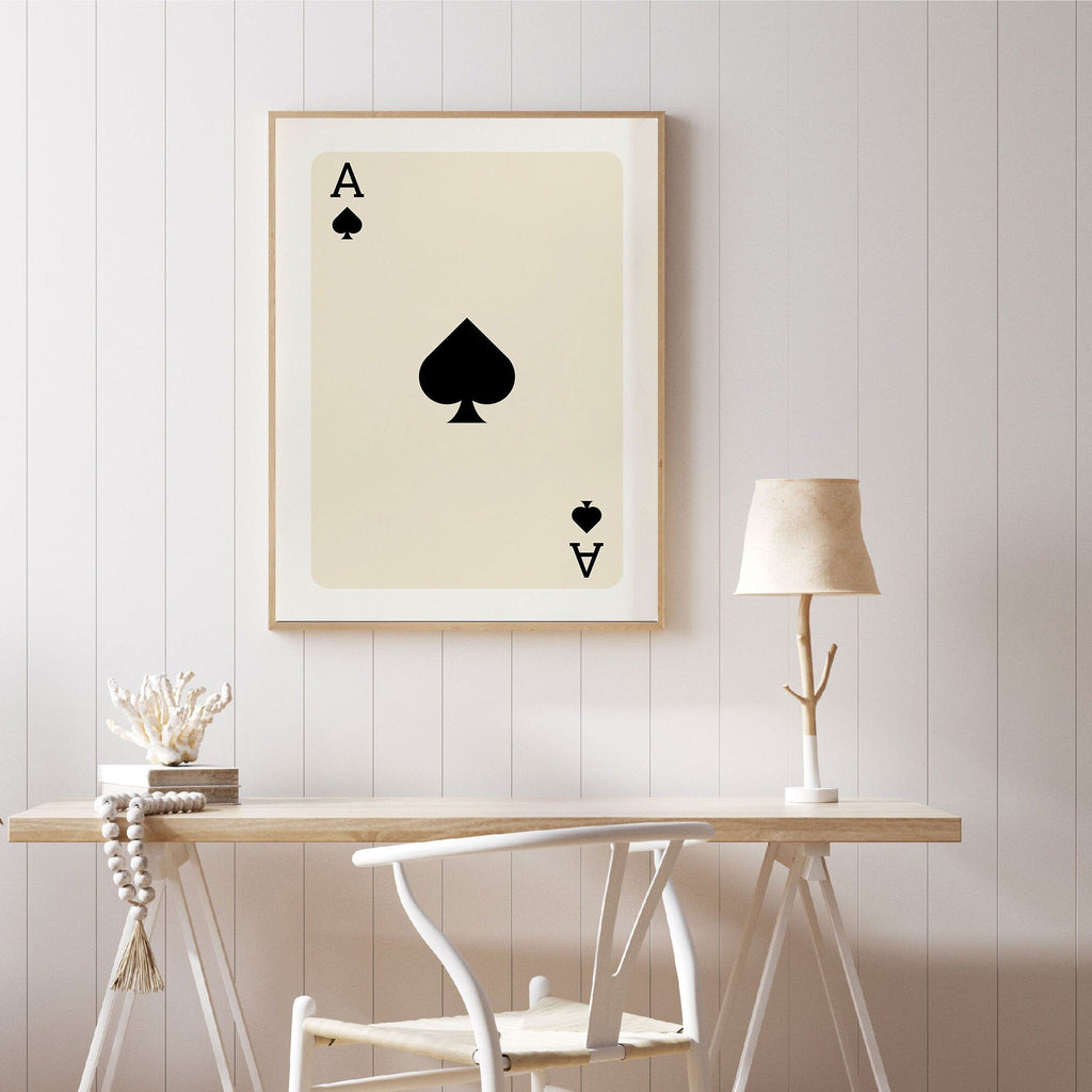 Poster Poker Ass Karte I Dame Karte I Glücks Karte I Deko Print ohne Rahmen