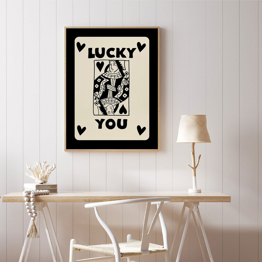 Poster Poker Ass Karte I Dame Karte I Glücks Karte I Deko Print ohne Rahmen