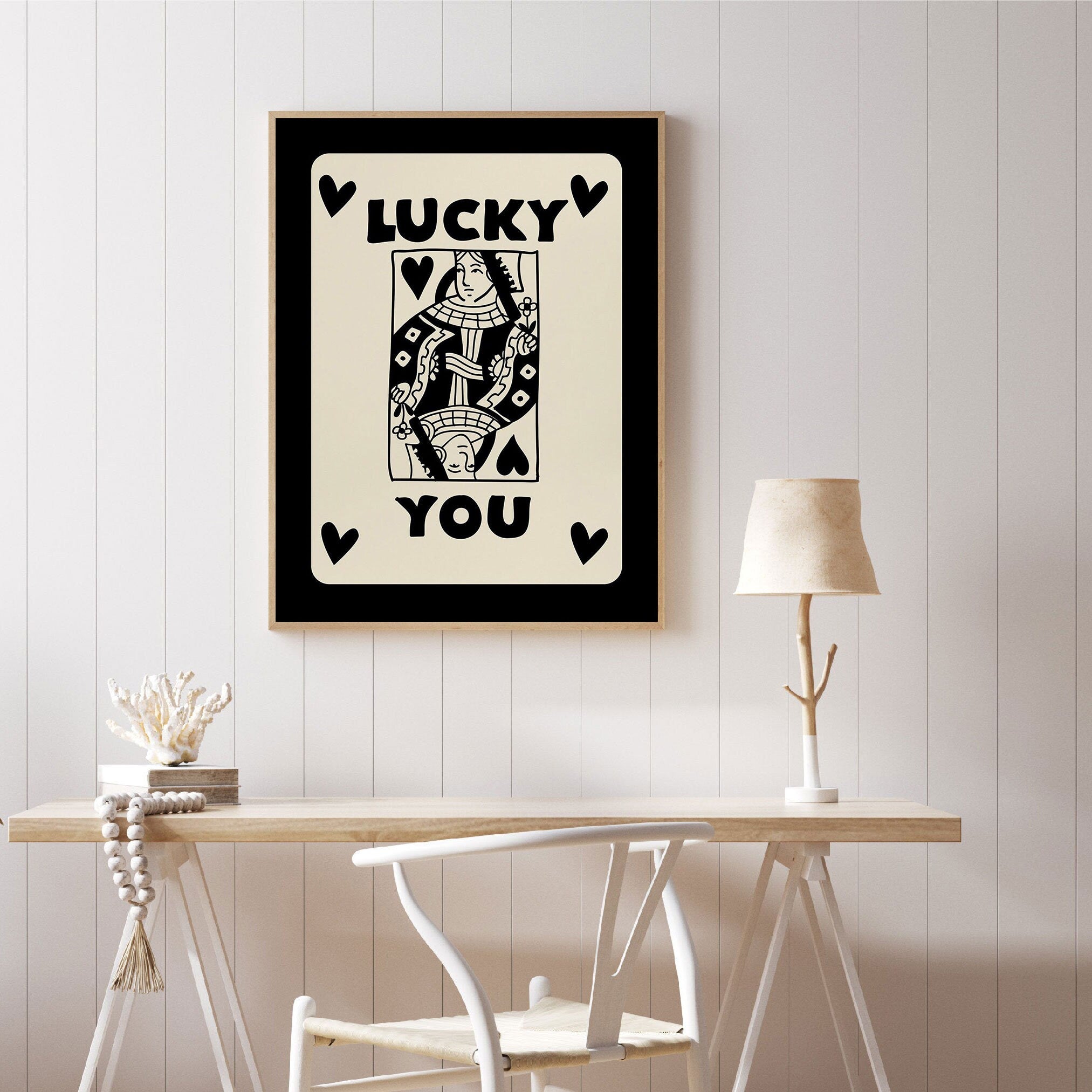 Poster Poker Ass Karte I Dame Karte I Glücks Karte I Deko Print ohne Rahmen