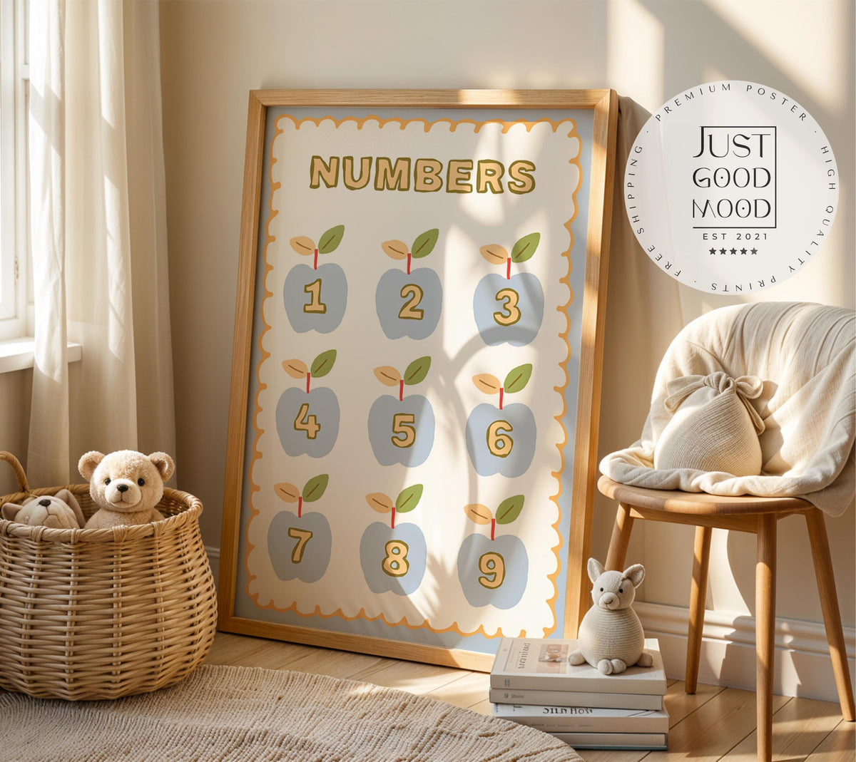 Poster Kinderzimmer Herzen · Love Design mit Blumen & Mustern · Warme Farben · Liebevolle Wanddeko · Deko Print ohne Rahmen