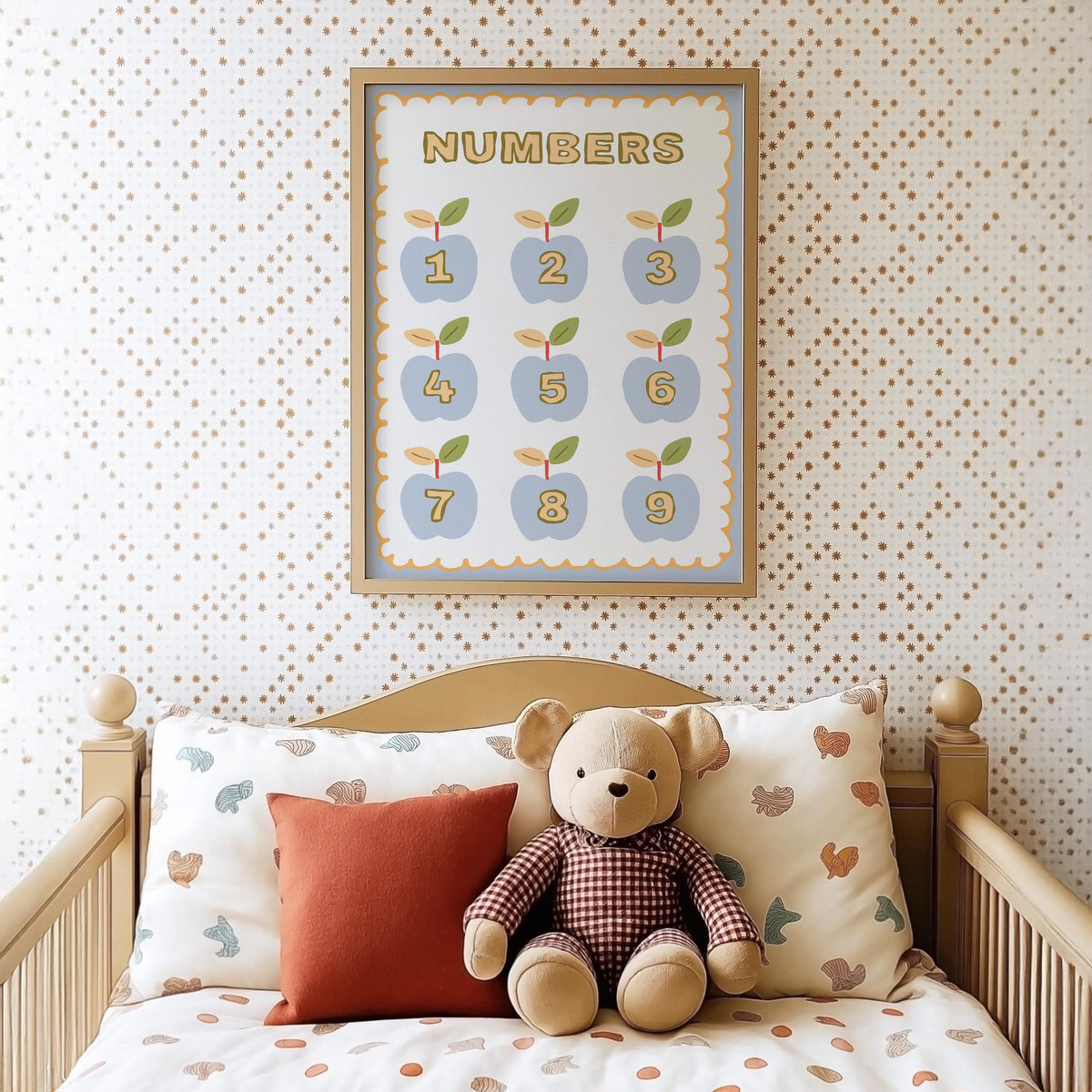 Poster Kinderzimmer Herzen · Love Design mit Blumen & Mustern · Warme Farben · Liebevolle Wanddeko · Deko Print ohne Rahmen