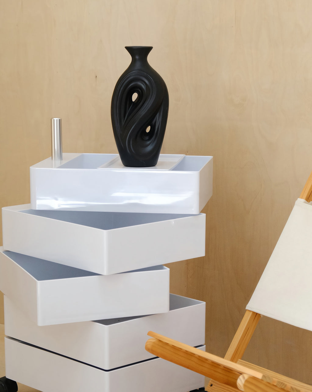 Handgefertigte Zeitgenössische Abstrakte Keramik Vase Schwarz