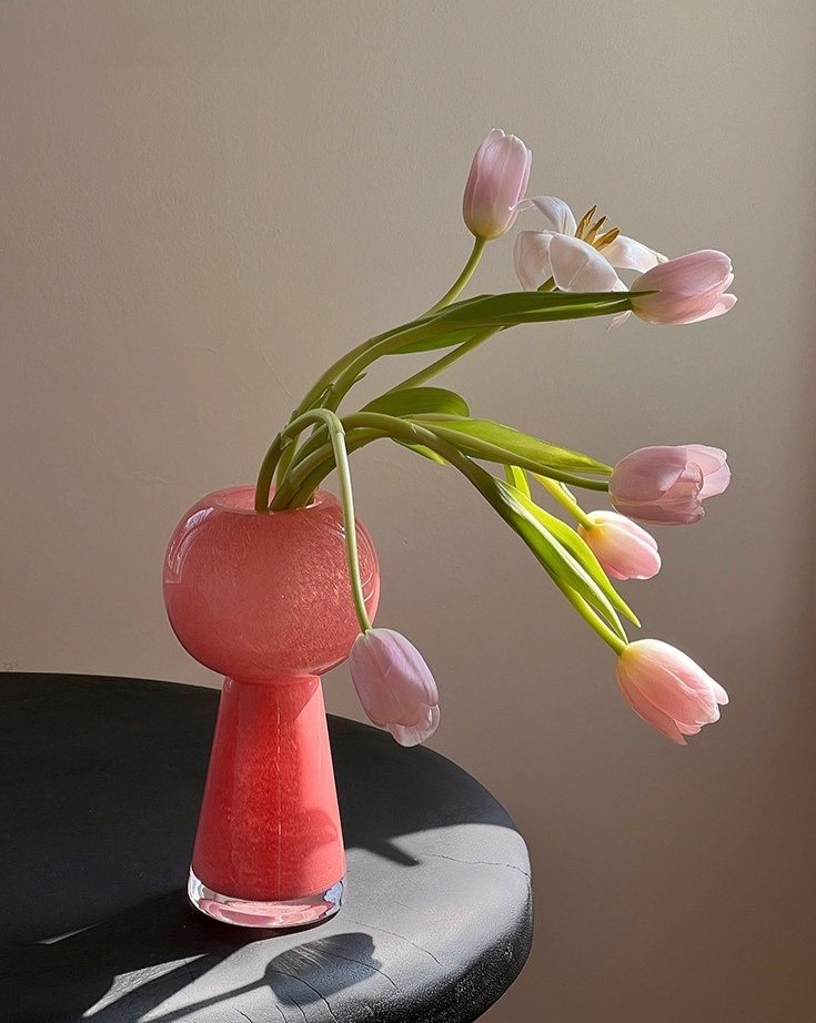 Retro Farbglasierte Dekorative Vase - Einzigartige Rosa Glasvase