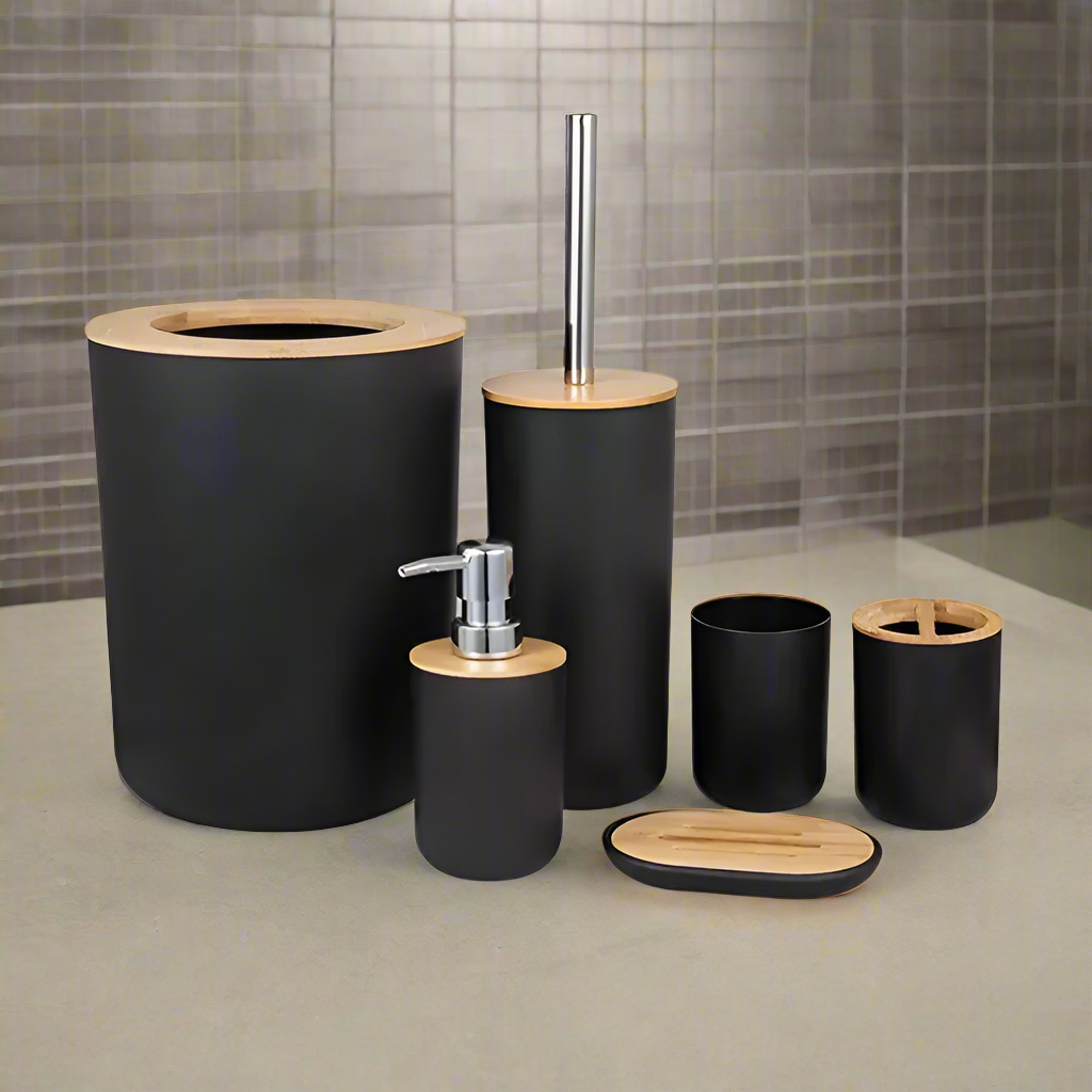 Badezimmer Accessoires Set Schwarz (6-teilig)