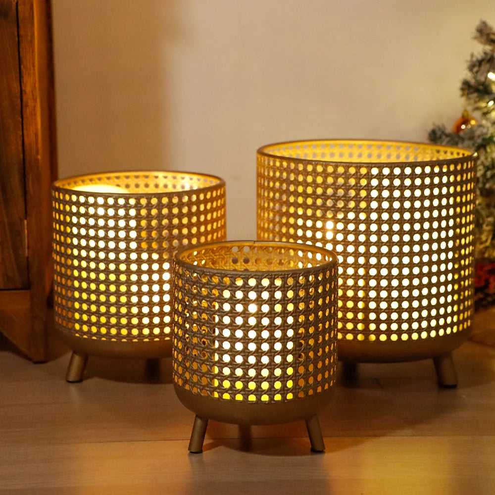 3er Set Pflanzentöpfe 10/8,5/7" Antik Gold - Dekorative Übertöpfe